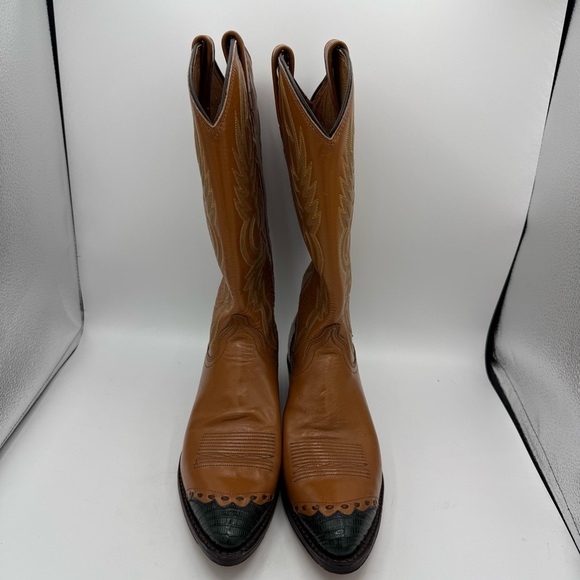 Vintage Dan Post Brown Leather Western Cowboy Boots USA Made size 10 M - Picture 2 of 8